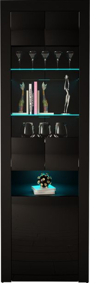 Witryna Grand 1 200 Cm Czarny Mat Połysk + Led Rgb