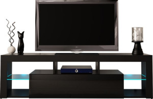 Szafka Rtv Grand 2 160cm Czarny Mat Połysk + Led Rgb