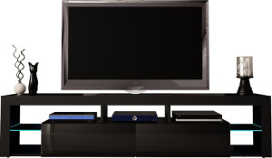 Szafka Rtv Grand 7 200cm Czarny Mat Połysk + Led Rgb