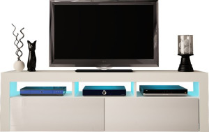 Szafka Rtv Grand 8 160cm Biały Mat Połysk + Led Rgb