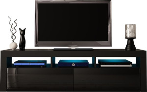 Szafka Rtv Grand 8 160cm Czarny Mat Połysk + Led Rgb