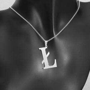 Srebrny łańcuszek z literką Ł DUŻY