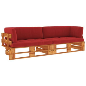 Sofa 2-os. z palet, z poduszkami, miodowy brąz, drewno sosnowe