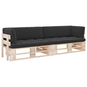 Sofa 2-osobowa z palet, z poduszkami, impregnowane drewno