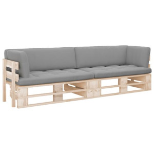 Sofa 2-osobowa z palet, z poduszkami, impregnowane drewno