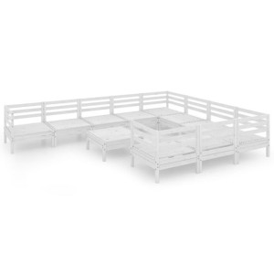 11-cz. zestaw wypoczynkowy do ogrodu, biały, drewno sosnowe