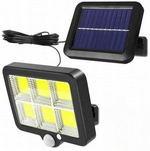Lampa solarna 120 LED Halogen z czujnikiem ruchu i zmierzchu