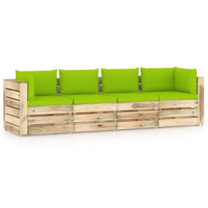 Ogrodowa sofa 4-os z poduszkami, impregnowane na zielono drewno
