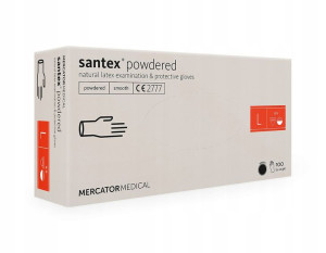 RĘKAWICE rękawiczki lateksowe santex powdered Mercator L 100 szt