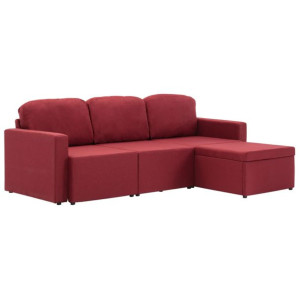 3-osobowa, rozkładana sofa modułowa, czerwone wino, tkanina