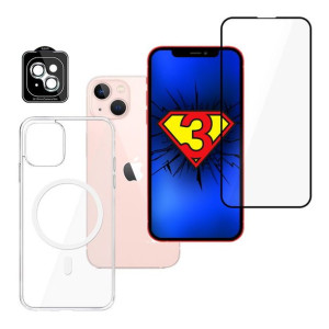 ZESTAW na iPhone 13 - 3mk HardGlass Max, 3mk Lens Protection Pro i 3mk MagC