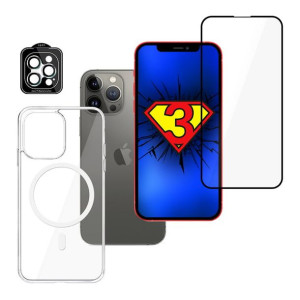 ZESTAW na iPhone 13 Pro Max - 3mk HardGlass Max, 3mk Lens Protection Pro i