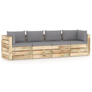Ogrodowa sofa 4-os z poduszkami, impregnowane na zielono drewno
