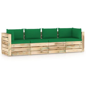 Ogrodowa sofa 4-os z poduszkami, impregnowane na zielono drewno