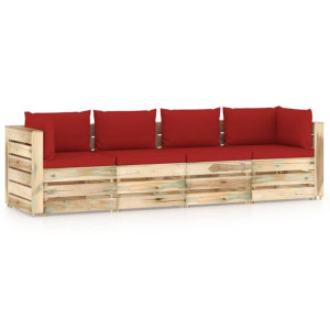 Ogrodowa sofa 4-os z poduszkami, impregnowane na zielono drewno