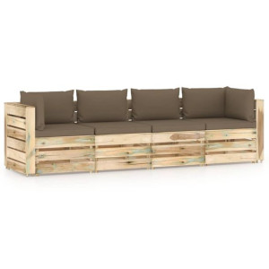Ogrodowa sofa 4-os z poduszkami, impregnowane na zielono drewno