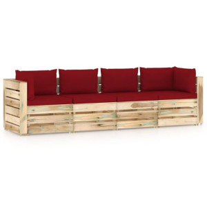 Ogrodowa sofa 4-os z poduszkami, impregnowane na zielono drewno