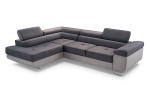 Narożnik Rogówka Szary 272/202cm welur NOX FR