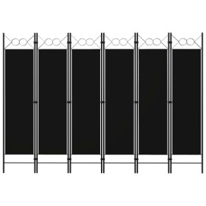 Parawan 6-panelowy, czarny, 240 x 180 cm
