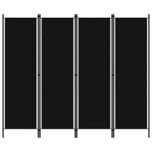 Parawan 4-panelowy, czarny, 200 x 180 cm