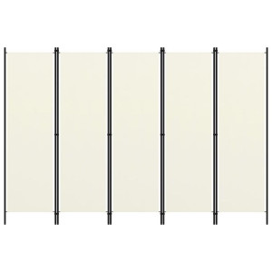 Parawan 5-panelowy, kremowy, 250 x 180 cm