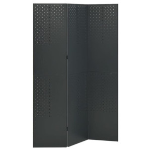 Parawan 3-panelowy, antracytowy, 120 x 180 cm, stalowy