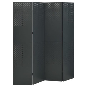 Parawan 4-panelowy, antracytowy, 160 x 180 cm, stalowy
