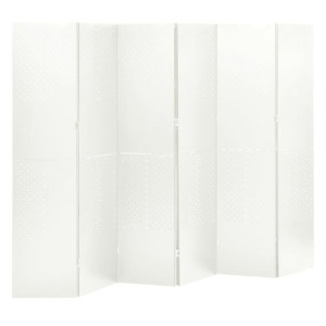 Parawan 6-panelowy, biały, 240 x 180 cm, stalowy