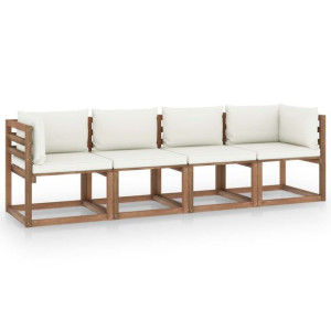 Ogrodowa sofa 4-osobowa z palet, z poduszkami, drewno sosnowe