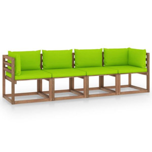Ogrodowa sofa 4-osobowa z palet, z poduszkami, drewno sosnowe