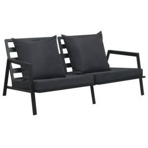 Sofa ogrodowa z poduszkami 2-osobowa ciemnoszara aluminium