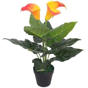 Sztuczna kalia z doniczką 45cm czerwono-żółta