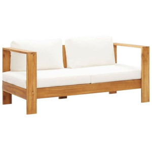 Sofa ogrodowa z poduszką 140cm lite drewno akacjowe kremowa