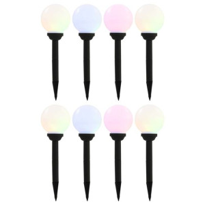 Lampy solarne do ogrodu 8 szt. LED kuliste 15cm RGB