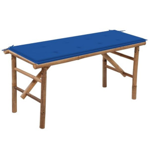 Składana ławka ogrodowa z poduszką 118cm bambusowa