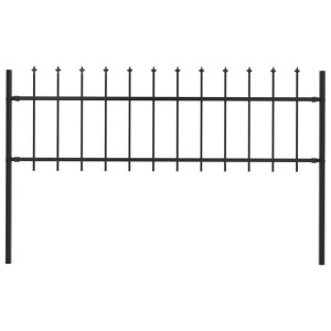 Panel ogrodzeniowy z grotami 1.7x0.6m czarny
