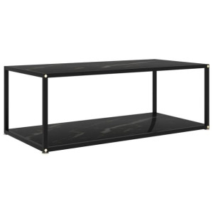 Stolik herbaciany czarny 100x50x35cm szkło hartowane