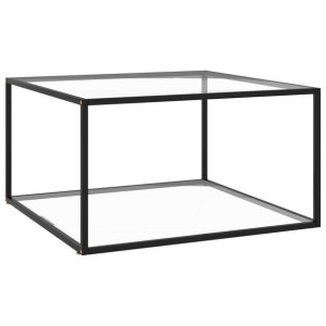 Stolik herbaciany czarny szkło hartowane 90x90x50cm