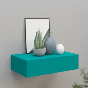 Półka ścienna z szufladą niebieska 40x23.5x10cm MDF