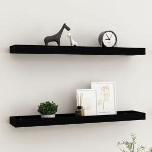 Półki ścienne Loggia 2 szt. czarne 80x15x4cm MDF