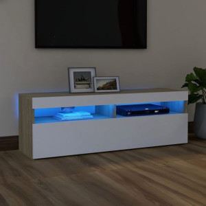 Szafka TV z oświetleniem LED biel dąb 120x35x40cm