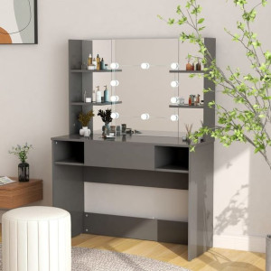 Toaletka z lustrem z LED 100x40x135cm szara
