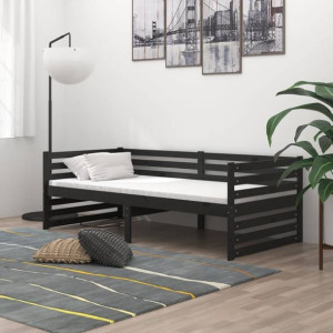 Łóżko dzienne + materac 90x200cm czarne sosna