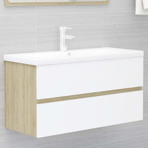Szafka pod umywalkę biel dąb 90x38x45cm płyta