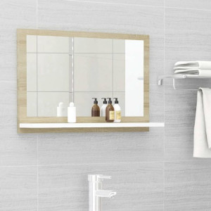 Lustro łazienkowe biel dąb 60x10.5x37cm