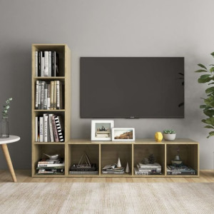 Szafki RTV 2 szt. dąb sonoma 142.5x35x36.5cm płyta wiórowa
