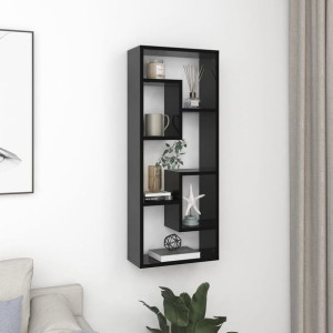 Półka ścienna połysk czarna 36x16x90cm płyta wiórowa