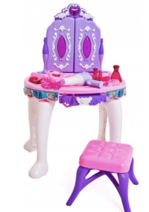 Toaletka Fioletowa Otwierana Lustro Taborecik Księżniczki