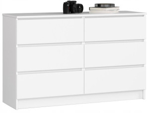 Biała Komoda 6 szuflad 120 cm