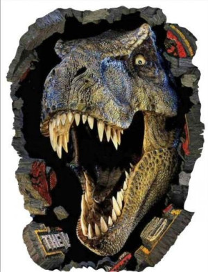 Naklejki na ścianę 3D dinozaur, park jurajski DINO